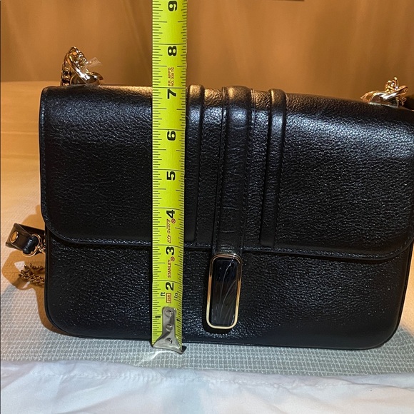 Brahmin Rosalie Black Gryphon Leather Shoulder Bag with Gold Chain - Picture 11 of 16